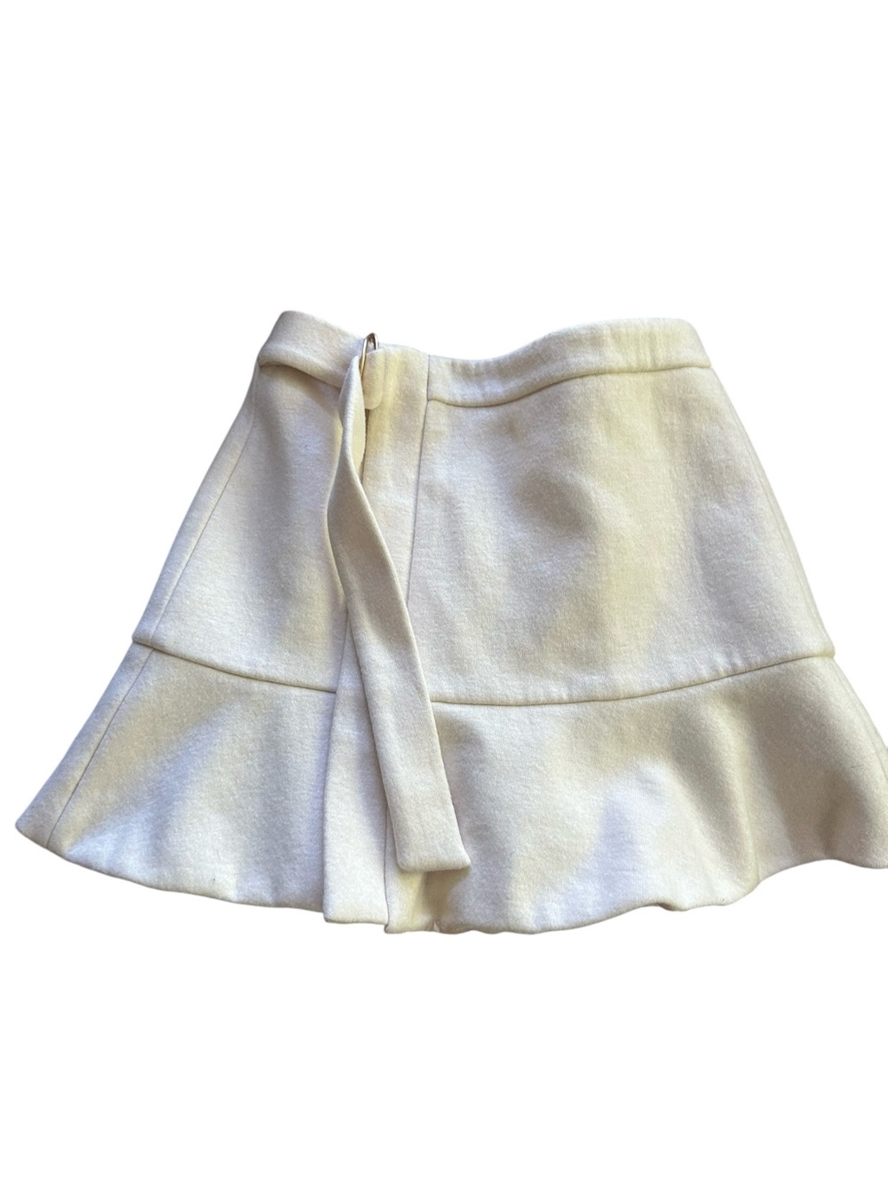 Five Plus Cream Flared Mini Skirt with Self-Tie Belt